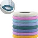 Kingdder 8 Pcs Toilet Seat Cover Washable for Bathroom Elongated Toilet Seat Cushion Pads Soft Stretchable Toilet Seat Warmer Thicker Easy Installation Commode Seat Cover Decors, 8 Colors(Flat)