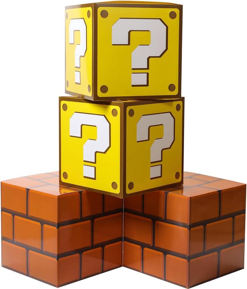 SUYEPER Big Party Boxes - 4PCS Birthday Party Question & Brick Boxes Game & Favor Props (11.8 x 11.8 Inch)