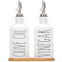 HAOTOP Farmhouse Ceramic Oil and Vinegar Dispenser Bottle Set, Perfect for Storage of Oil and Vinegar,13 oz (Navy)
