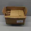 100 Pack 5.8x3.2x8.25 Inch Brown Kraft Paper Gift Bags with Handles - Bulk Small Plain Natural Bags for Birthday Party Favors, Grocery, Retail Shopping, Wedding, Craft, Goody, Takeouts, and Business