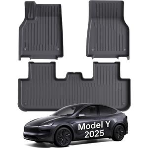 Floor Mats Fit for Model Y 2026-2025 Juniper 5-Seat - Custom Fit All Weather Front & Rear Row TPE Car Mats Floor Liners, 3-Piece (Not Fit 7-Seat)