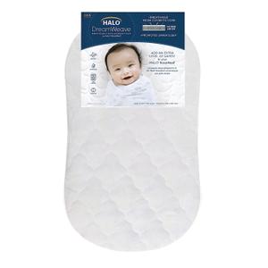 HALO DreamWeave Breathable Mesh BassiNest Mattress Replacement Pad  100% Machine Washable Cover  Hypoallergenic, Non-Toxic Materials  30 x 18 x 1.3