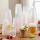 Jingmore 500 Pcs Frosted Plastic Cups Bulk - 14 oz Disposable Clear Drinking Frosted Cups for Stadium Events Home, Party, Birthday Supplies