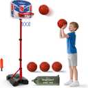 EagleStone Kids Basketball Hoop with Stand, Adjustable Height Basketball Set Toddler Toys for Boys and Girls Age 3-12, Indoor Outdoor Backyard Sport Game Gift with Sandbag for Stability