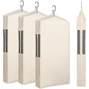Aliceset 3 Pack Pure Cotton Garment Storage Bag for Hanging Clothes 24 x 40 Inch Breathable Garment Cover Canvas Suit Bags for Closet Storage Short Dresses Suits Gowns