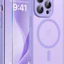 FNTCASE for iPhone 14 Pro Max Case: [Compatible with Magsafe] Translucent Matte Cases with [Full Camera Protection] [Screen Protector] Military Grade Shockproof Protective Phone Cover - Light Purple