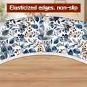 Blue Botanical Round Tablecloth  Fitted Circle Table Cover with Elastic Edge, Waterproof & Washable Polyester Table Cloth for 55" to 66" Indoor/Outdoor Tables (Indigo Garden Berries)