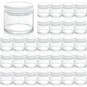TOPZEA 30 Pack Small Glass Jars with Lids, 2 Oz Round Clear Straight Sided Canning Jars Spice Jars Mason Jars Food Container for Cream, Lotions, Ointments, Herbs, Spices and Wedding Favor