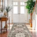 Washable Kitchen Runner Rug 4x12 - Low Pile Soft Rugs for Hallway Entryway Wide Vintage Stain Resistant Carpet with Non-Slip Rubber Backing Thin Indoor Floor Mat for Living Room Bedroom (Beige,4x12)