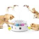 Potaroma Cat Toys 3in1 Automatic Interactive Kitten Toy, Fluttering Butterfly, Moving Feather, Track Balls, Dual Power Supplies, USB Powered, Indoor Exercise Kicker (Bright White)