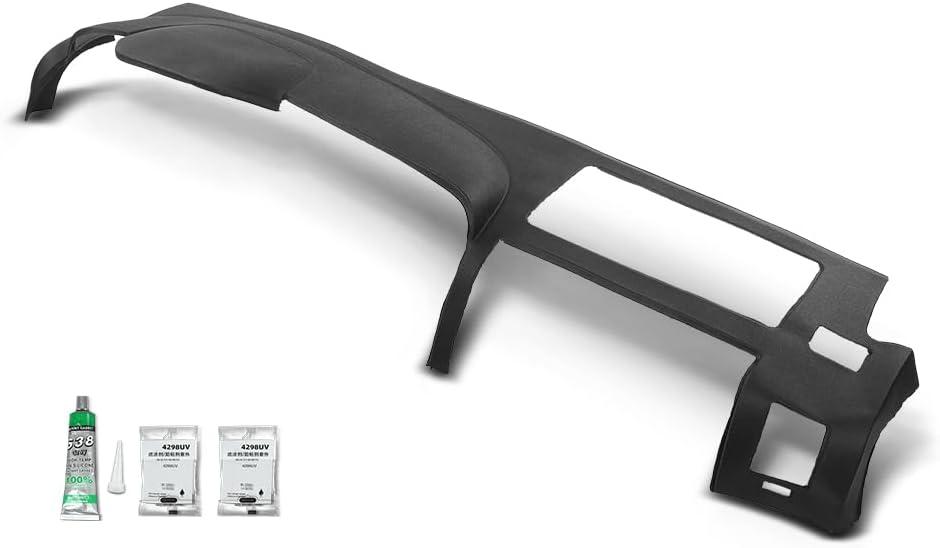 PIT66 TPE Dash Cover Dashboard Panel Compatible with Chevy Silverado/GMC Sierra 2007 2008 2009 2010 2011 2012 2013, Fit Dual Glovebox Style Dashes Bezel (Cover ONLY NOT A Replacement)