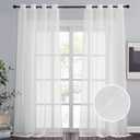 NICETOWN Living Room Sheer Window Curtains 95 inches Long, Crushed Sheer Window Treatment Grommet Voile Panels Balance Light and Privacy for Large Window (104" Wide Total 2 Pieces, Ivory)