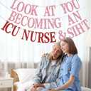 Look at You Becoming An ICU Nurse Banner, Congrats RN/BSN Graduation Decorations, Future ICU Nurse, ICU RN Decor, CCRN Grad Party Decorations Pink & Red Glitter