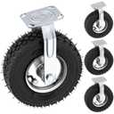 10 Inch Pneumatic Casters Set of 4 (2 Swivel/2 Rigid),Heavy Duty Casters, Tolerable 1300 LBS, Rubber Knobby Tread for Workbench, Cart, Trolley, Wagon and Shelves