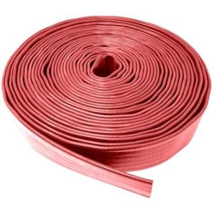 Gloxco 2" Red Heavy Duty Lay Flat Hose for Discharge or Backwash Water Transfer Applications, Reinforced PVC, 100' Length