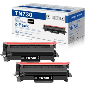 TN730 TN-730 Black Toner Cartridges 2 Pack Compatible TN730 Toner Cartridge Replacement for DCP-L2550DW MFC-L2710DW L2750DW L2750DWXL Printer