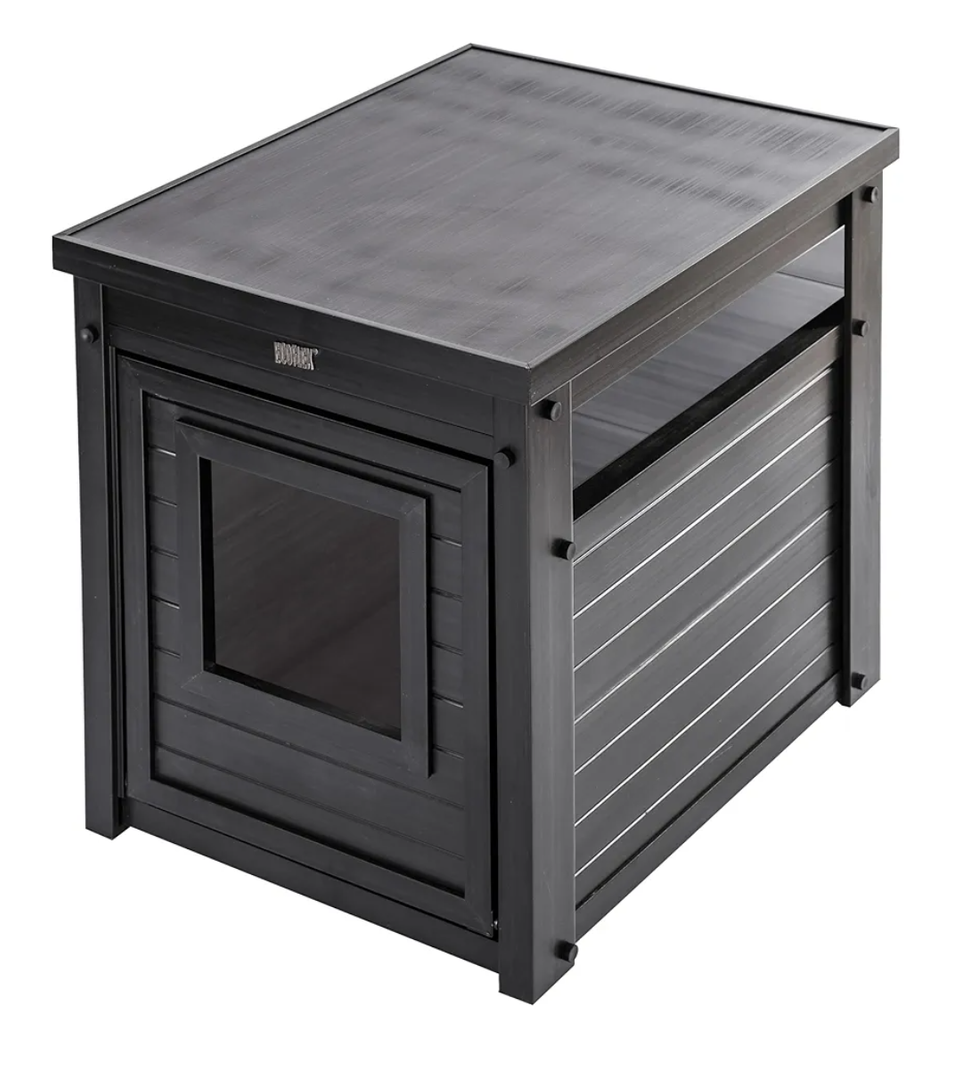New Age Pet ECOFLEX Litter Loo Enclosure End Table - Durable, Eco-Friendly Wood Plastic Composite, Easy Clean, No Tool Assembly, Fits Standard Litter Pans - Espresso Black