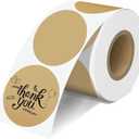 2'' Brown Thermal Labels - 600pcs Round Thermal Printer Labels, Waterproof Thermal Printer Stickers for Logo Design, Name/Price Tag, Thanks Card, Address, QR Code, 600 Labels/Roll (Brown)