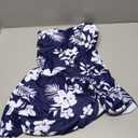 Tempt Me Women One Piece Swim Dress One Shoulder Swimsuit with Skirt Tummy Control Swimdress Bathing Suit, SIZE M Navy White Flower