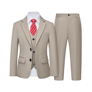 YND Boys Formal Slim Fit, 5-Piece Suits for Kids, Jacket Vest Pants Shirt and Tie for Wedding Prom 12Y