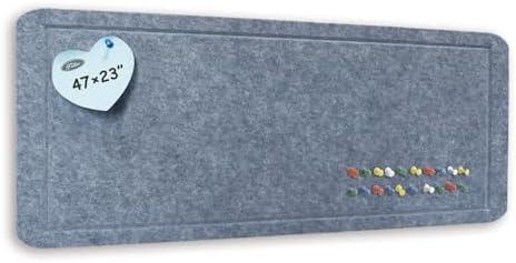 Feltor Felt Bulletin Board, 47"x23" Vision Board Contains 20 Push Pins (Random Color) ,  Gray