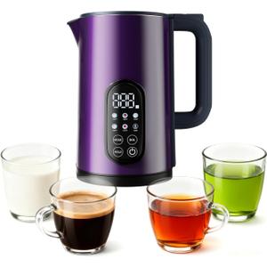 Tisanio Electric Kettle with Temperature Control, 1.7LCordless Kettle with 5 Presets, 2H Keep Warm,304 Stainless Steel, BPA-Free, for Tea, Coffee &Baby Formula,Purple