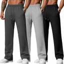Neer 3 Pack Men's Sweatpants Athletic Lounge Pants Thin Open Bottom Baggy Casual Drawstring Lightweight Joggers with Pockets