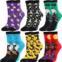 BONANGEL Halloween Socks Women, Funny Novelty Cute Holiday Crew Socks, Crazy Halloween Gifts for Women Girls (5-8)