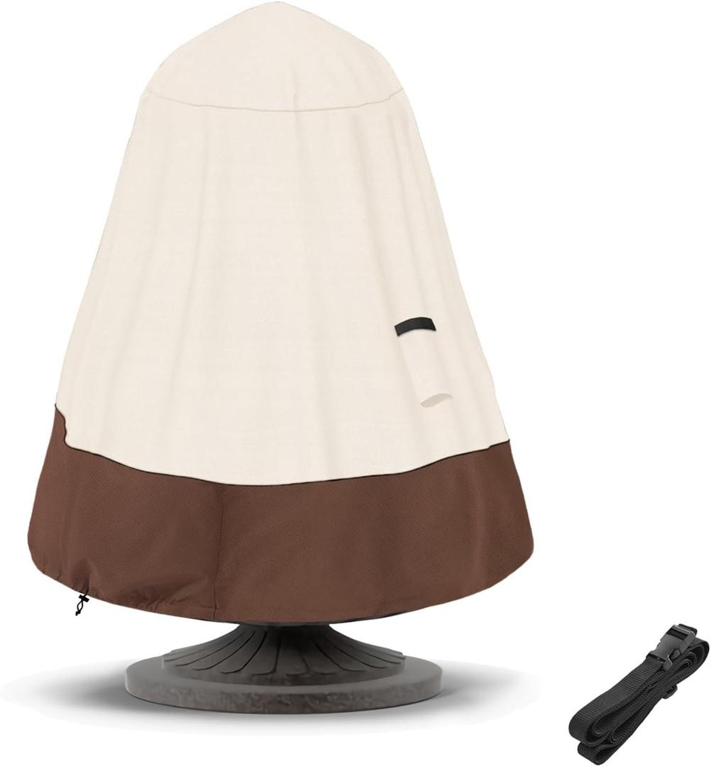 TACOMA Fountain Cover 36"D x 50"H,Outdoor 600D Heavy Duty Garden Fountains Statue Protective Cover with Drawstring, Waterproof Windproof Fountain Protector Covers for Winter (Beige & Brown)