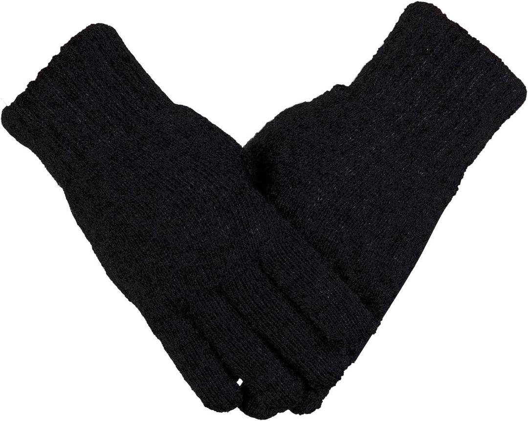 1 Pair Winter Gloves for Women Cold Weather Womens Gloves Warm Knit Gloves with Thermal Fleece Lined for Christmas (Black)