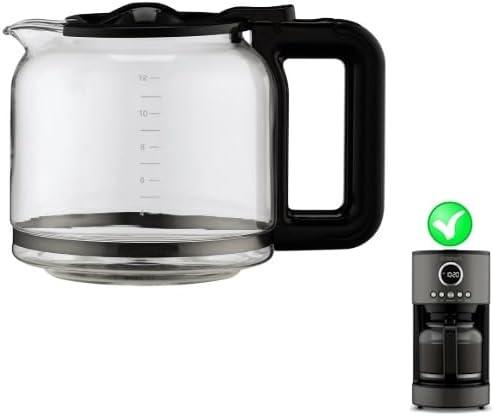 Carafe Replacement for the Cuisinart 12-Cup Glass Coffee Carafe Model DCC-1220BKSWM ONLY - Black Handle/Lid
