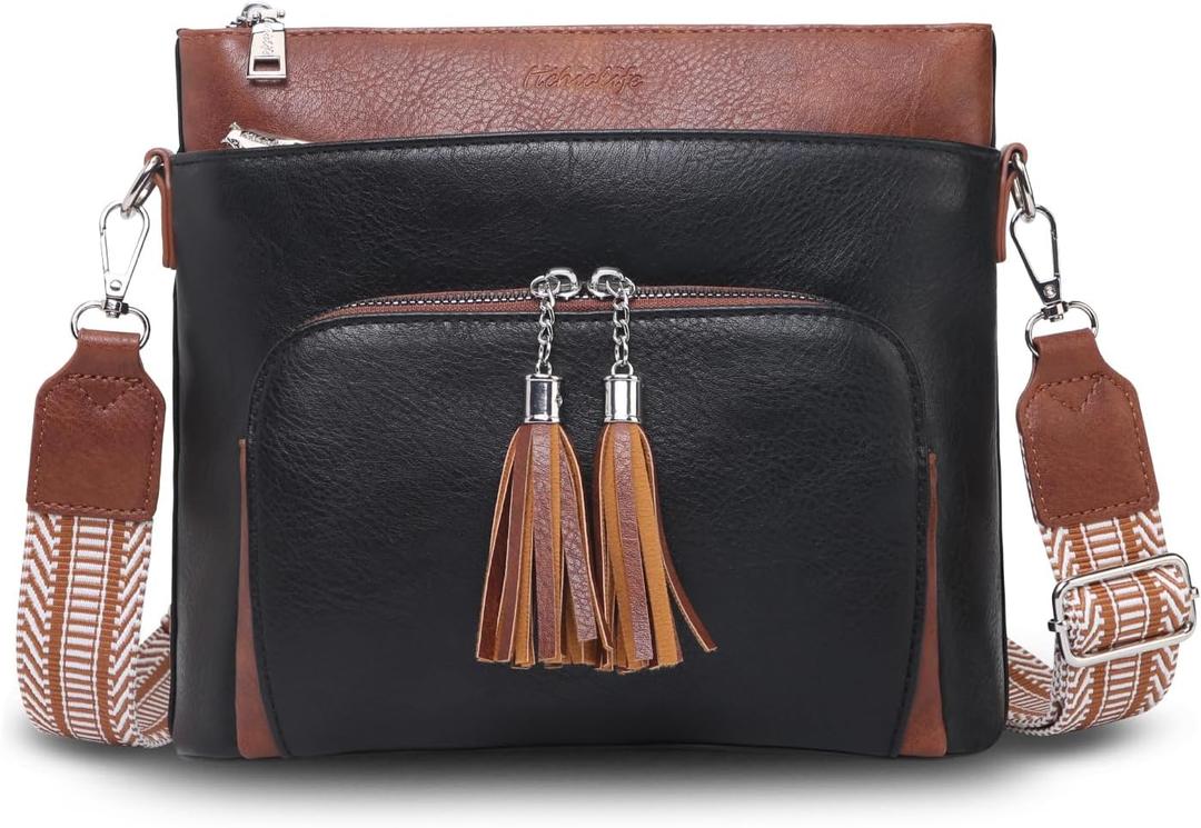 Crossbody Purse for Women, Soft Leather Shoulder Handbag Medium Size Bag with Adjustable Strap