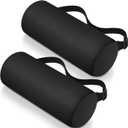 Wenqik 2 Pcs Lumbar Support Pillow Lumbar Roll Lower Pillow Office Seat Cushion with Adjustable Strap and Washable Cover for Travel Gaming Chair Car Seat Pain Relief(Black)