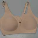 OEAK Womens Deep V Bras Wireless Comfortable Bra Supportive No Underwire Bras Tshirt Push Up Bralettes Plunge Seamless Bra (Medium, Nude)
