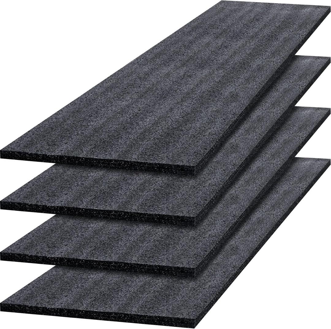 Pushglossy 4 Pcs Polyethylene Foam Sheet Apart Insert Pad Cushion Foam Packing Cuttable Craft for Toolbox Case Storage Camera DIY Crafts Projects Organization (54 x 12 x 0.5 Inch)
