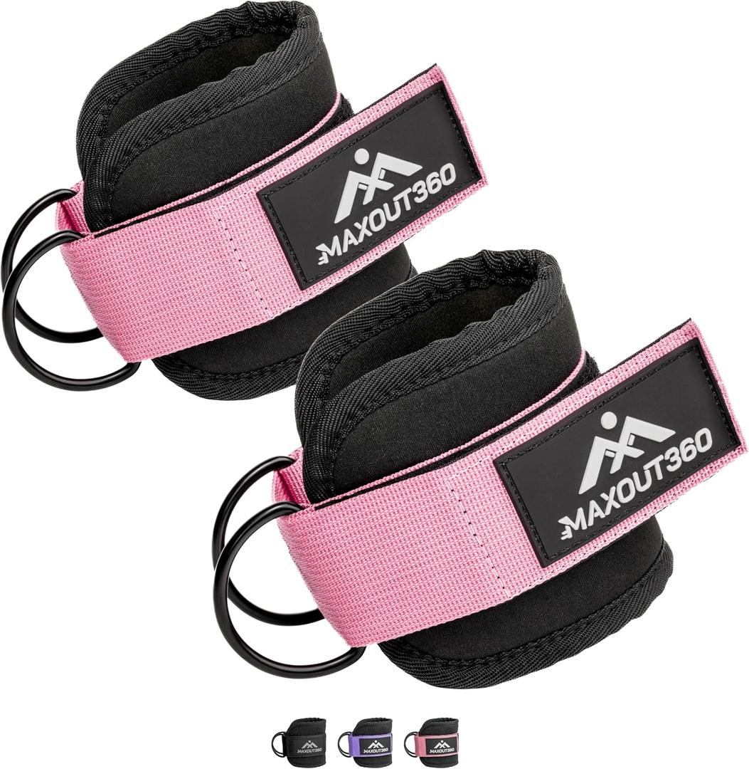 Gym Ankle Straps for Cable Machines, Thick Padded Ankle Cuff Cable Attachment for Booty Workouts, Kickbacks, Hip Abductors, Lower Body Exercises