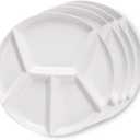 Artestia Fondue Plates Divided 5-Sections Round Ceramic Dinner Plates Set of 4, Chip & Dip Serving Trays Perfect for Serving Fondue Food, Sauces and Condiments