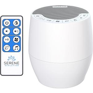 Serene Evolution White Noise Machine with 60 Soothing Sounds - Sound Machine for Adults and Baby - Noise Cancelling Sleep Music Machine with Remote Control - Ideal for Office Privacy - Black