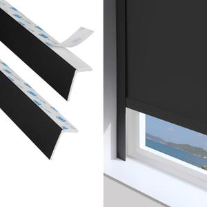PVC Light Gap Blockers 79in Blackout Light Blockers Side Tracks for Window Shades and Blinds Light Blocking Strips for Home Bedroom Nursery (Black, 79", 2 Pcs)
