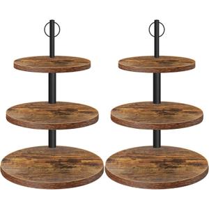 Cupcake Stand, 3 Tier Cake Stands Rustic Dessert Table Display Set Wood Cupcake Tower Cake Stand Tiered Tray Stand for Wedding Birthday Baby Shower 2 Pack