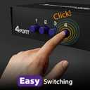 Fosmon 4-Way RCA Splitter & AV Switcher, 4 in (Female) 1 Out (Female) Audio Video Stereo Selector Switch Box with RCA Composite AV Patch Cable 2.6FT (1 Set) for HDTV, STB, Game Consoles