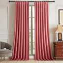 IVAPUPU Linen Pinch Pleated 100% Blackout Curtains for Bedroom - 2 Pages Black Out Fall Curtains 95 Inch Long 2 Panel for Living Room Darkening Thermal Window Curtain Drapes with 16pc Hooks (Terracotta)