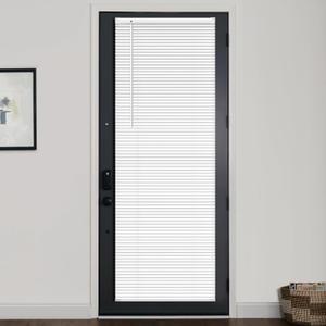 LazBlinds 1" Vinyl Mini Blinds - Cordless French Door Blinds for Privacy, Light Filtering Horizontal Shades for Front Door & Patio Sidelight, 24" W x 72" H, White