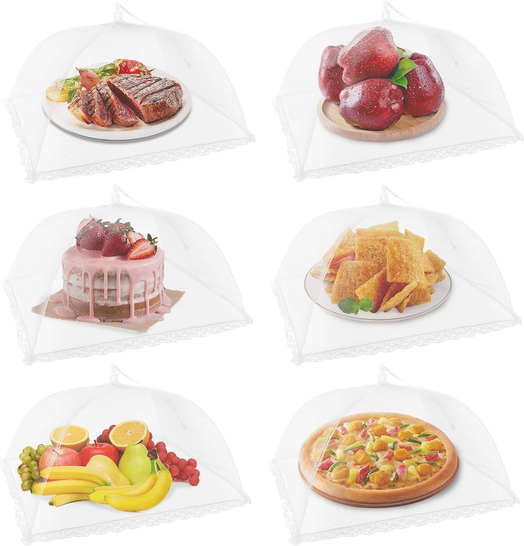 NEPAK 6 Large and Tall Food Covers, 17"x17" Food Tents Food Covers for Outdoors,Pop-up Mesh Food Covers Nets for Outside,Screen Tents,Parties Picnics, BBQ,Reusable and Collapsible