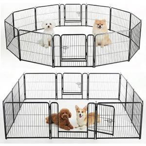 NEWBULIG Dog Playpen Indoor 24 Inch 12 Panels, Metal Outdoor Dog Fence Pen