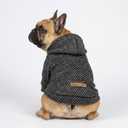 Fitwarm Black Striped Dog Hoodie, Winter Clothes for Small Dogs Boy Girl, Lightweight Pet Hooded Outfit, Black, Silver, XS