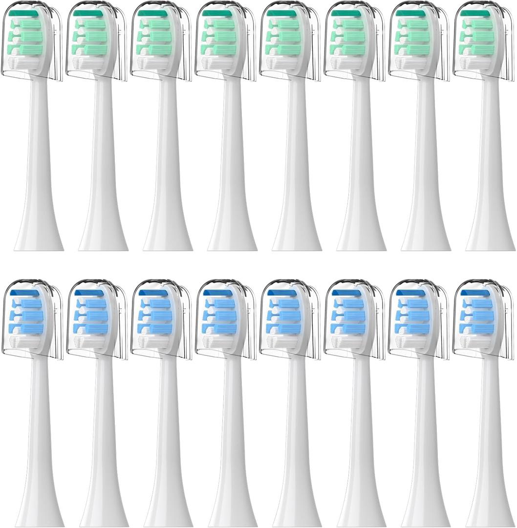 Replacement Toothbrush Heads Compatible with Philips Sonicare16 Pack Soft Replacement Electric Brush Head for 4100 5100 6100 HX9023/65 W Optimal Control Snap-on SystemB&W
