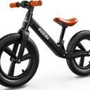 Ridego 14 Inch Balance Bike for Kids 3-6 Year Old,Lightweight Kids Bike with Adjustable Seat, Push Bicycle with Air Rubber TiresRide-on Toys Birthday Gift (Black)