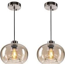 Pendant Lights for Kitchen Island Hand Blown Glass Lighting Fixtures Modern Farmhouse Foyer Hanging Light Ceiling Pendant Fixtures Over Table Sink Brushed Nickel 9.2" Diam Bubble, 2 Pack, Yellow 
