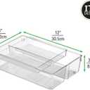 mDesign Plastic Stackable Kitchen Storage Drawer Organizer Bin with 2-Tier Tray for Cabinet, Pantry, Drawer, Refrigerator, Freezer - Hold Utensils, Flatware, Appliances - Ligne Collection - Clear